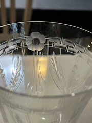 Heisey 5 Crystal Water Wine Glasses Laurel & Flower Etched Art Deco Cut Design