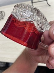 EAPG Duncan and Miller Button Arches Ruby Stain glass cup mug 1897