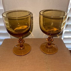 4 Imperial Hoffman House Amber Wine Glasses 2 8 oz. & 2 4 oz MCM