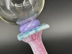 (2) Vtg 1980s Pink Blue Speckled Column Wine Glasses Melanie Guernsey-Leppla