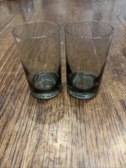 Beautiful Set Of 2 Vintage MCM Smoke Gray Juice Glasses Approx 4” Tall
