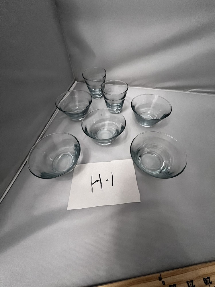 Vintage Libbey Clear Light Green 2.5in X 5 And 3in X2Juice Glasses Set Lot Of 7