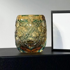 Luxury Whisky Brandy Crystal Bar Glass Japanese Style Hand Cut To Clear 9oz