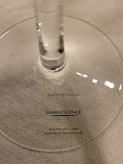 Stunning Luminescence Crystal Mouth Blown Martini Glass Etched Grapes/Leaves NWT