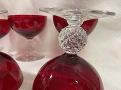 Vintage Morgantown set of 6 Spanish Red Golf Ball Sherbet Coupe Glasses 4 1/8”