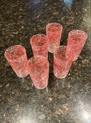 Set Of 6 MCM Spaghetti String Drizzle Tumbler Drinking Glasses 8OZ