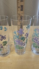 Mid Century Floral Glasses Violet Print Tumbler Set Of 8