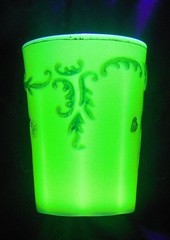 EAPG Northwood Glass Intaglio Uranium Custard Flat Tumbler