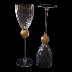 Union Street Manhattan Gold Claret Wine Glasses (2) Signed 10 1/2″