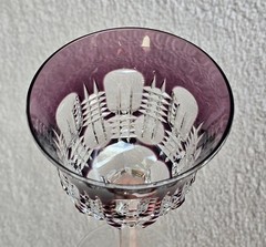 Set of 2 Waterford Crystal Wine Glass Water Goblets Cased Cut Simply Lilac Purpl