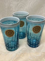 Handblown Turquoise With White Dots Drinking Glass Aaron Sanchez New With Label