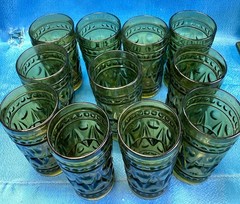VINTAGE INDIANA GLASS GREEN COLONY PARK LOT OF 11