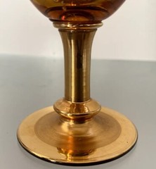 Vintage Venetian Handmade Murano Amber/Gold Tre Fuochi Cordial Glass