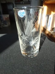 Javit Glass Grey Wheel Cut Fine Wheat 10oz Highball w/ Label Very Good Used Cond