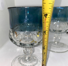 Set of 2 Tiffin Franciscan King’s Crown Blue Flash Glass Goblets