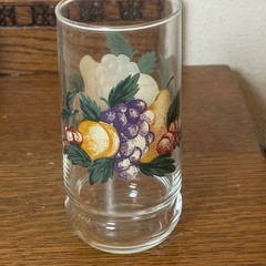 Vintage Oneida Fruit Motif Glasses Set of 7 Grape Pear Lemon MCM