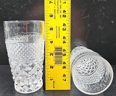 9 Anchor Hocking Wexford 10 Oz Tumblers Vintage Clear Diamond Cut Etch Retro Lot