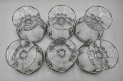6 Heisy Antique Silver Overlay Dessert Sherbet Champ Coupe Glasses Art Nouveau