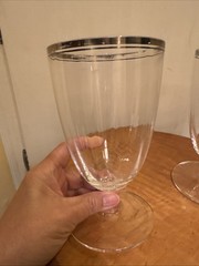 Mikasa STEPHANIE Crystal Platinum Rim, Optic Rib Ice Tea Water Goblet