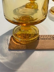 Set of 5 Anchor Hocking Footed Honey Amber 4 Inch Glass Goblets MCM