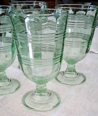 Set Of 4 Martha Stewart Green Footed Ice Tea Water Goblets 6.5” 12oz READ