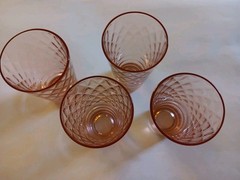 Set 4 Vintage Jeanette Chantilly Pink 16oz Diamond Tumblers Appx: 6.25″ht