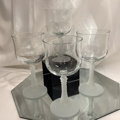 Vintage Cristal D’Arques Frosted Spiked Stem 6.5” Wine Glass CRA37 – Set of 4