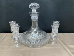 8 Piece Set ~ Galway Erin Irish Crystal Cordial Glasses w/Decanter & Stopper