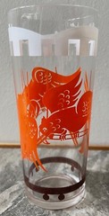 Vintage Hazel Atlas Big Top Circus Orange Parrots Drinking Glass Mid Century 60s