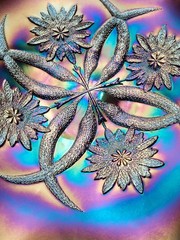 Pretty Dugan Purple Carnival Glass Four Flowers Two Sides Up Banana Bowl