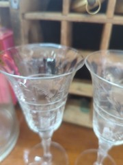 Vintage Tall Libby Rock Crystal Wine Footed Stems Glasses Glass Set Elegant…