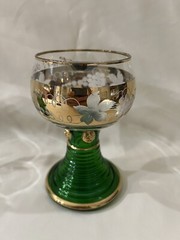 Green Gold Roemer Wine Goblets Set Of 3 (A1379)