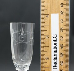Vintage Mid-Century 6 Wafer Cut Starburst Etched GLASSES Liqueur Stemmed 3 5/8″