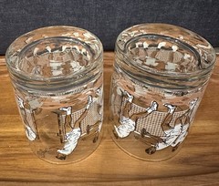 VTG MCM Cera The Forehand Tennis Double Old Fashioned Rocks Glasses Set of 2 EUC
