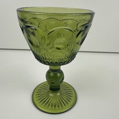 Vintage Bartlett Collins Wine Goblet Manhattan Green Pedestal Sorbet