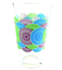 4 Libbey Blue Green Purple Medialians Circles Drinking Glasses 16 0z Tumbler