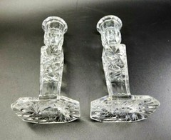 2 x Vintage Crystal Candlesticks Star of David