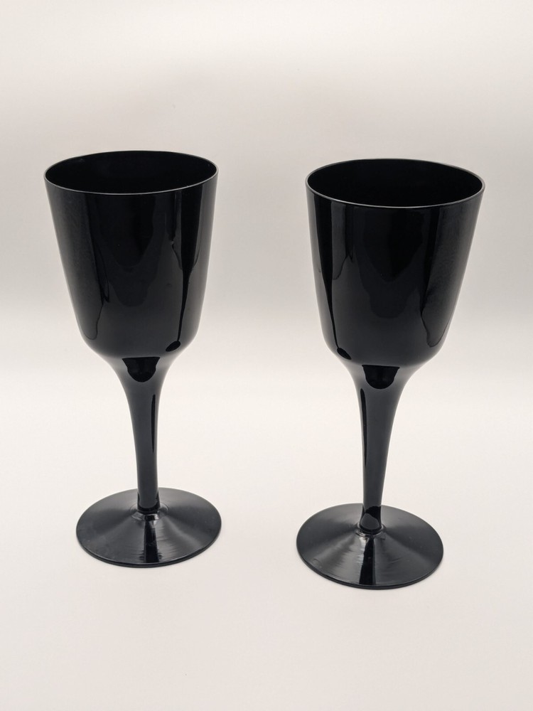 Black Wine Glasses by SWEDISH Pair of SWE9 Glossy Discontinued