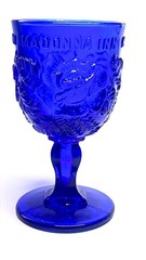 Madonna Inn Cobalt Blue Goblet Glass Vintage Souvenir Margarita Cocktail Cup