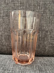 IKEA POKAL Drinking Glass 5.25” Pink 9 Panel Made In Italy