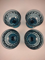 Whitehall Colony Cubist Riviera Blue Champagne Sherbert Dessert MCM Set of 4