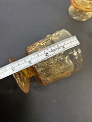 Vintage Anchor Hocking Honey Gold Lido Milano Rocks Glasses Footed MCM Bumpy