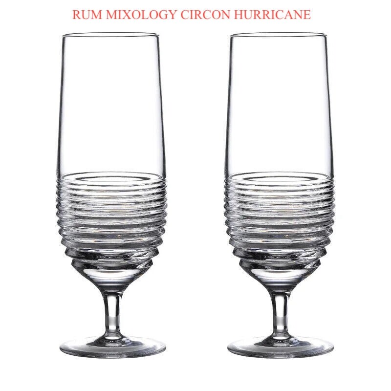 Waterford Rum Mixology Circon Hurricane Glasses Hiball Cocktail Beverage Set 4