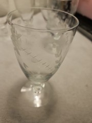 5 Mid Century Etched 6″ Stem Iced Tea/Water Glass Goblet