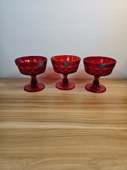 Set of 3 Vintage Noritake Perspective Red / Uv Glow 4-1/8″ Sherbet Dessert Bowls