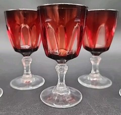 Cristal D’Arques Durand Red Gothic Cordial Glasses 3.25″ France Set of 5