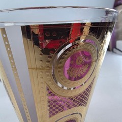5 VTG Georges Briard Signed RARE Amethyst Gold Rocks Glasses MCM Barware 22K