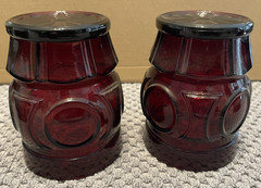 Vintage Wheaton Ruby Red Bullseye 5″ Tumbler Glasses Redware Preowned Lot of 4
