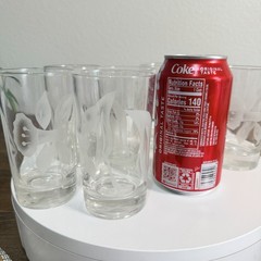 Vintage Federal Frosted Glass flower Juice Drinking Glasses MCM Set Of 6