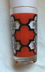 6 Federal MCM Glass Drinking Glasses Retro Red Black Fine Blown Glass